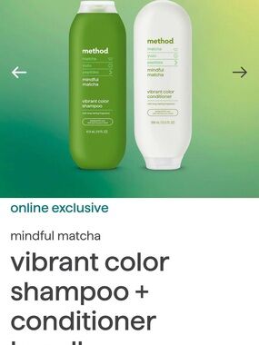 Method Mindful Matcha Vibrant Color Shampoo and vibrant, color conditioner